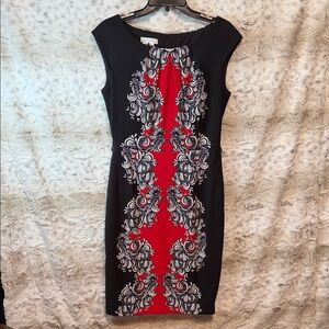 Chic London Times Black and Red Floral Dress M